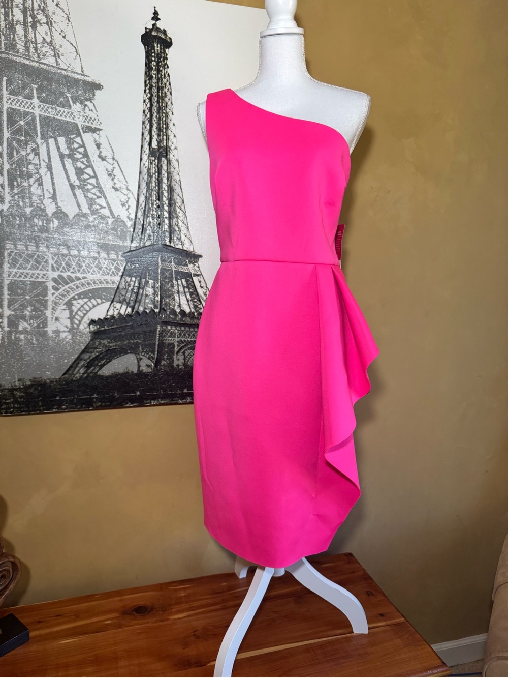 Eliza J One-Shoulder Fuchsia Cocktail Dress NWT